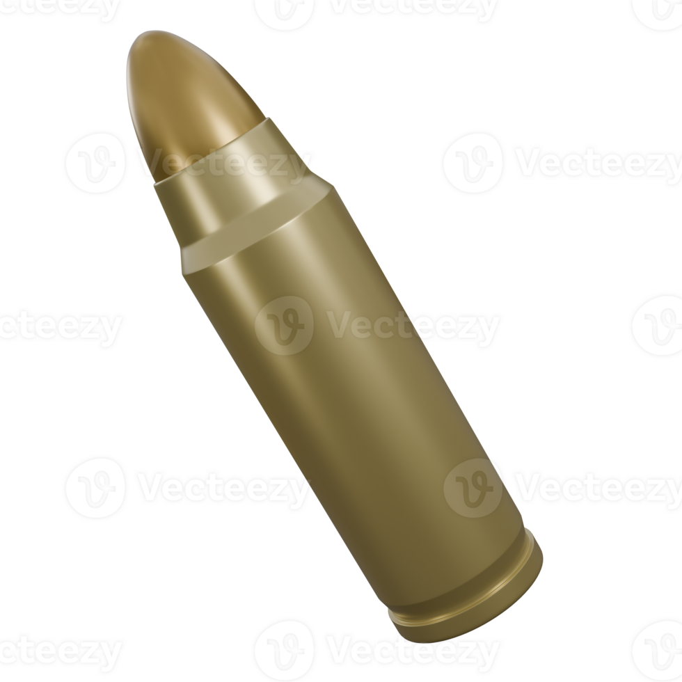 3D Bullet, Precision Ammunition with Realistic Design, 3d illustration of weapon bullet or ammo with gold color, it looks like tin or brass png