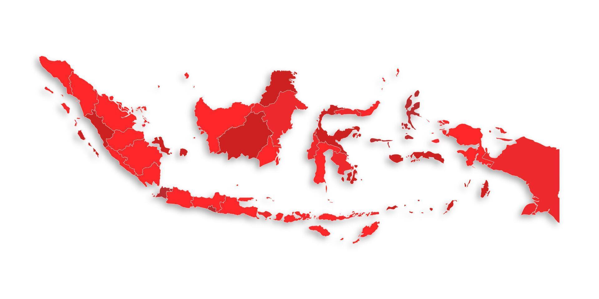 Indonesia map with border highlighted regions, states, isolated on white background. Template map of Indonesia. Detailed illustration. vector