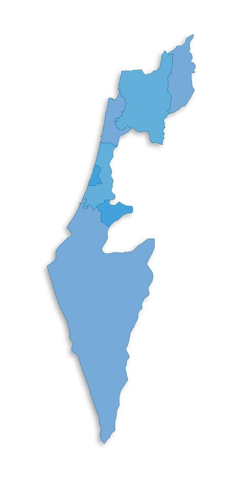 Israel map with border highlighted regions, states, isolated on white background. Template map of Israel. Detailed illustration. vector