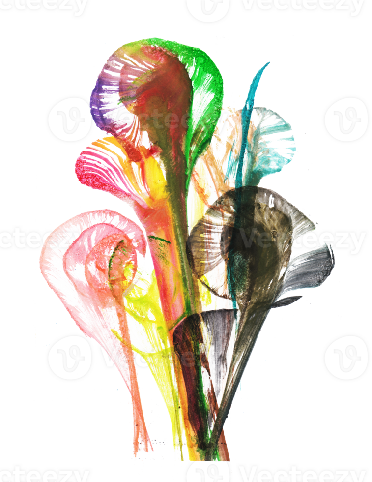 Fancy flowers art design by hand watercolor painting and make graphic . png