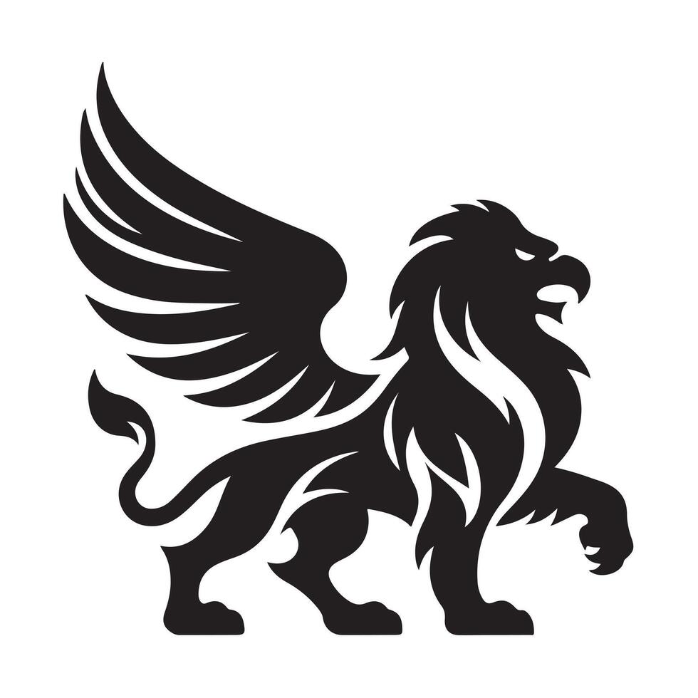 Black Silhouette of Griffin Illustration with Transparent Background vector