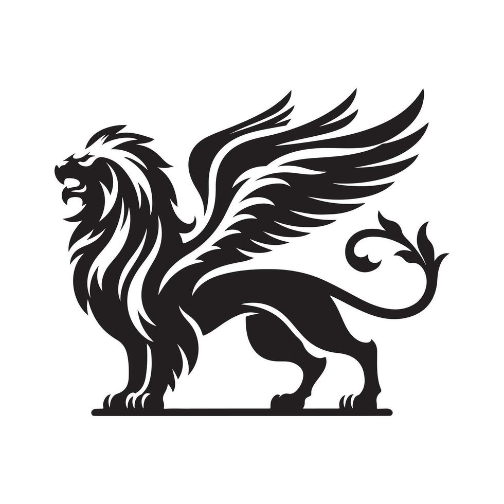 Black Griffin Silhouette Editable Design with Transparent Background vector