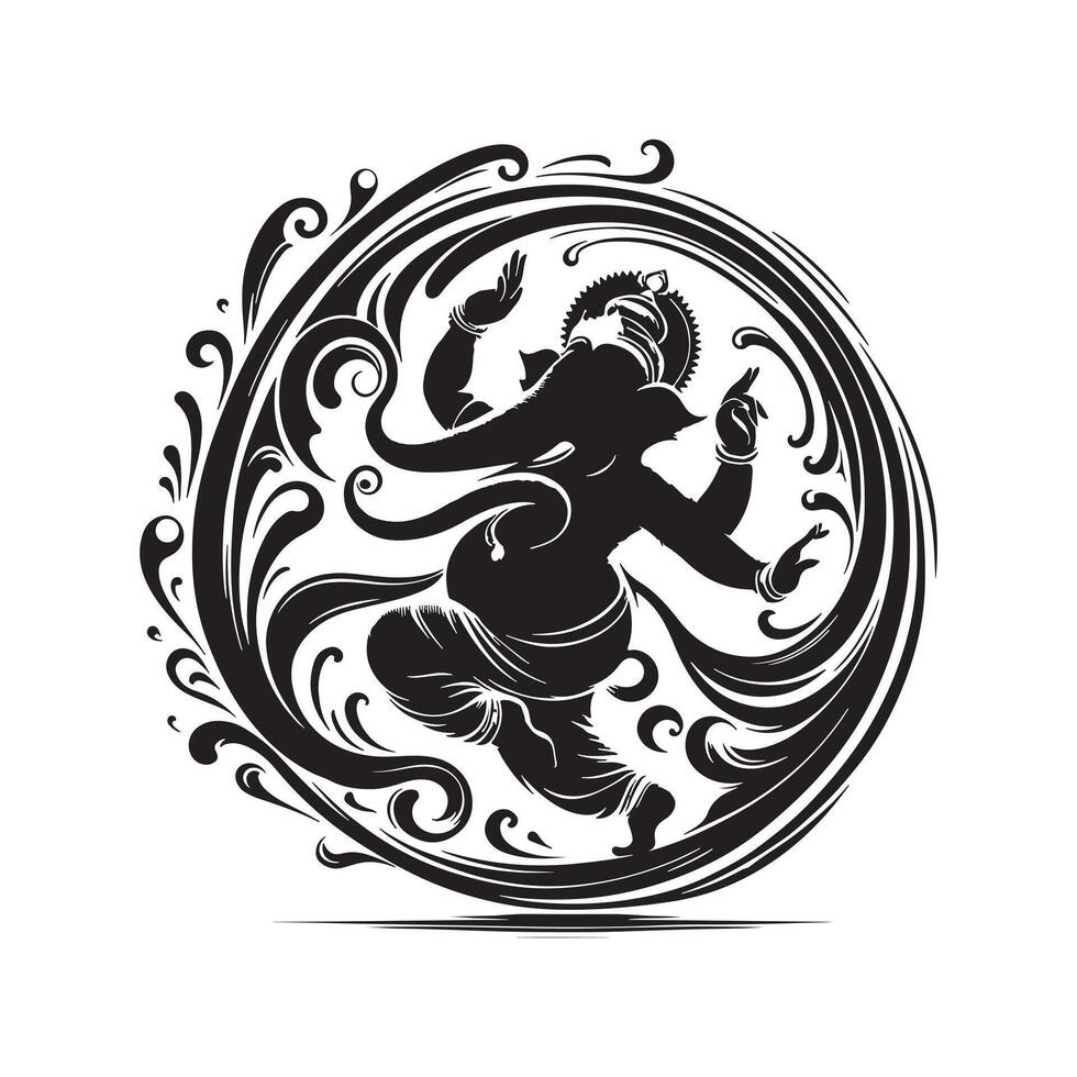 Elegant Lord Ganesha Silhouette Black Art with Transparent Background vector