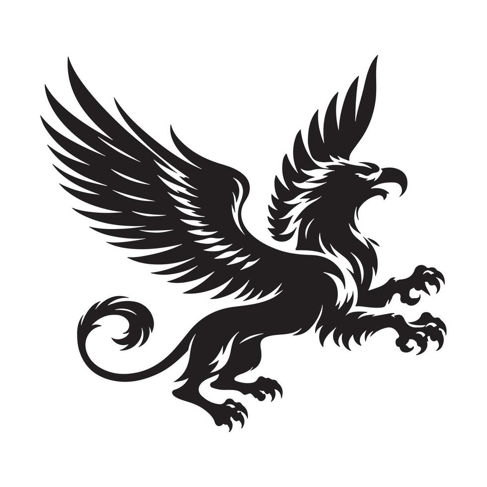 Griffin Silhouette Graphic Black Design with Transparent Background vector