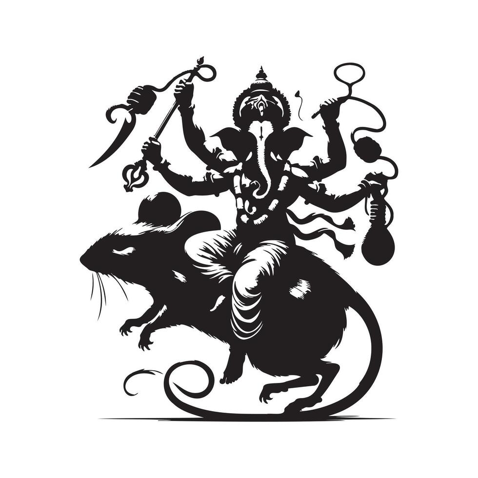 Black Silhouette of Ganesh Transparent and Editable Design vector
