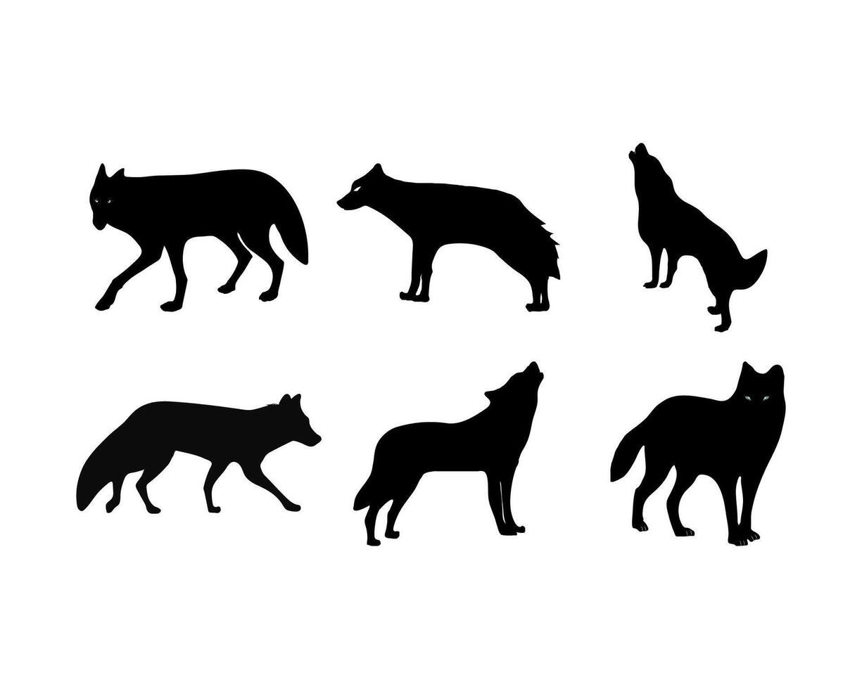 Wolf silhouette set vector