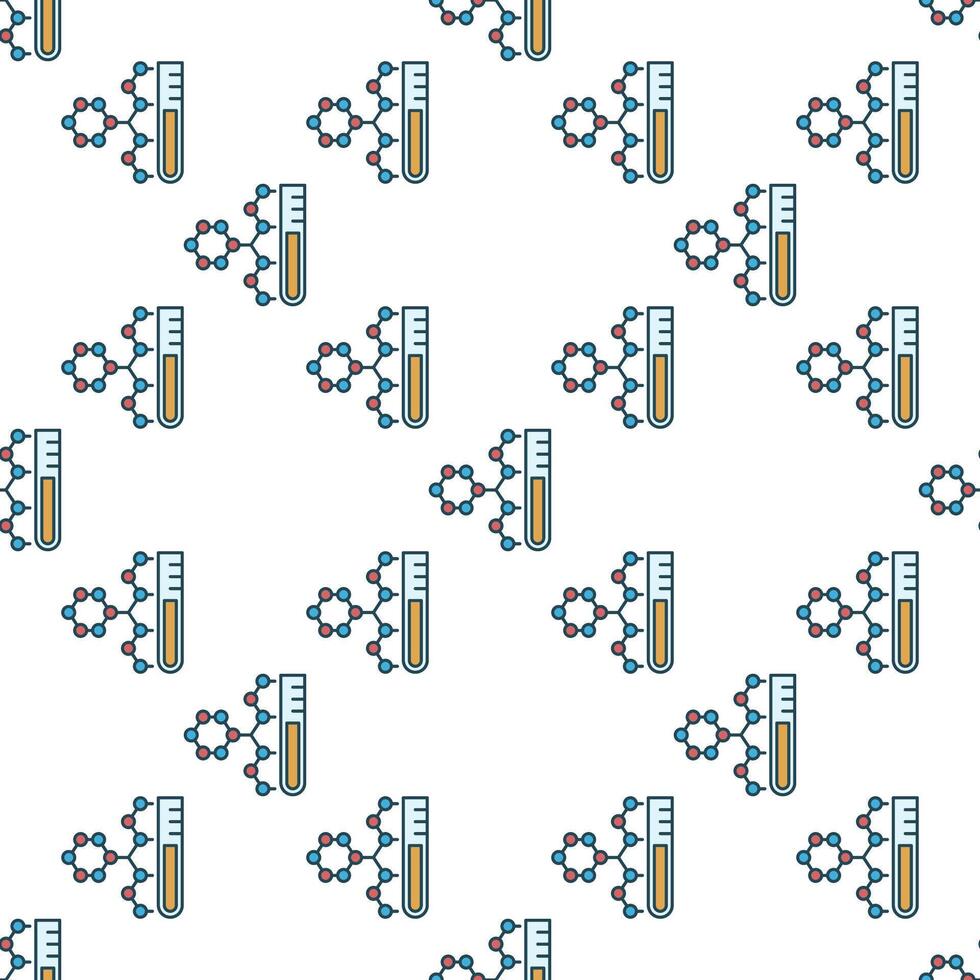 Chemical Molecule with Test-Tube Science concept colored seamless pattern vector