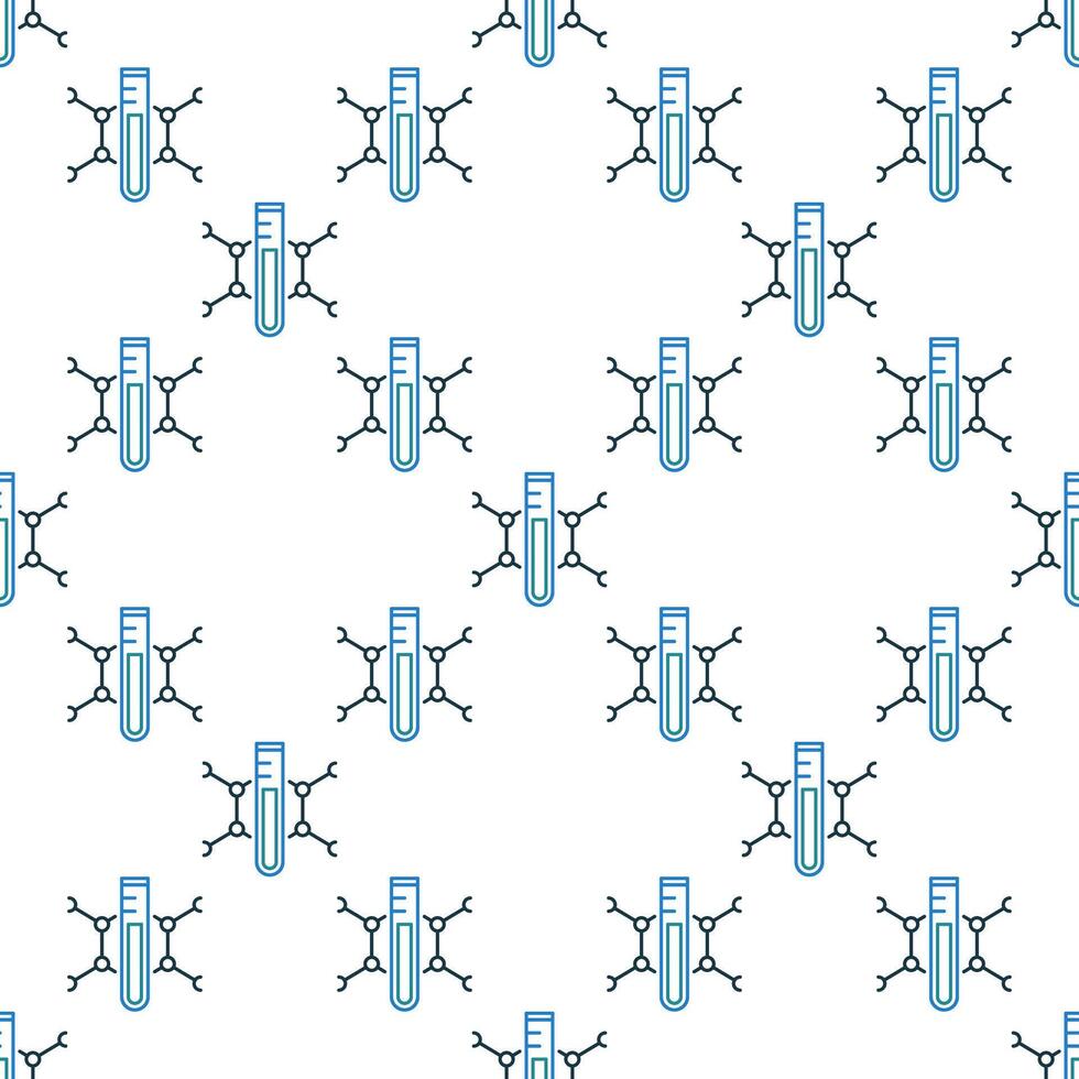 Test-Tube with Chemical Compound Chemistry Science linear seamless pattern vector