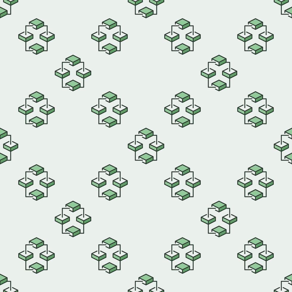Blockchain blue seamless pattern. Block chain network with 4 Blocks background vector