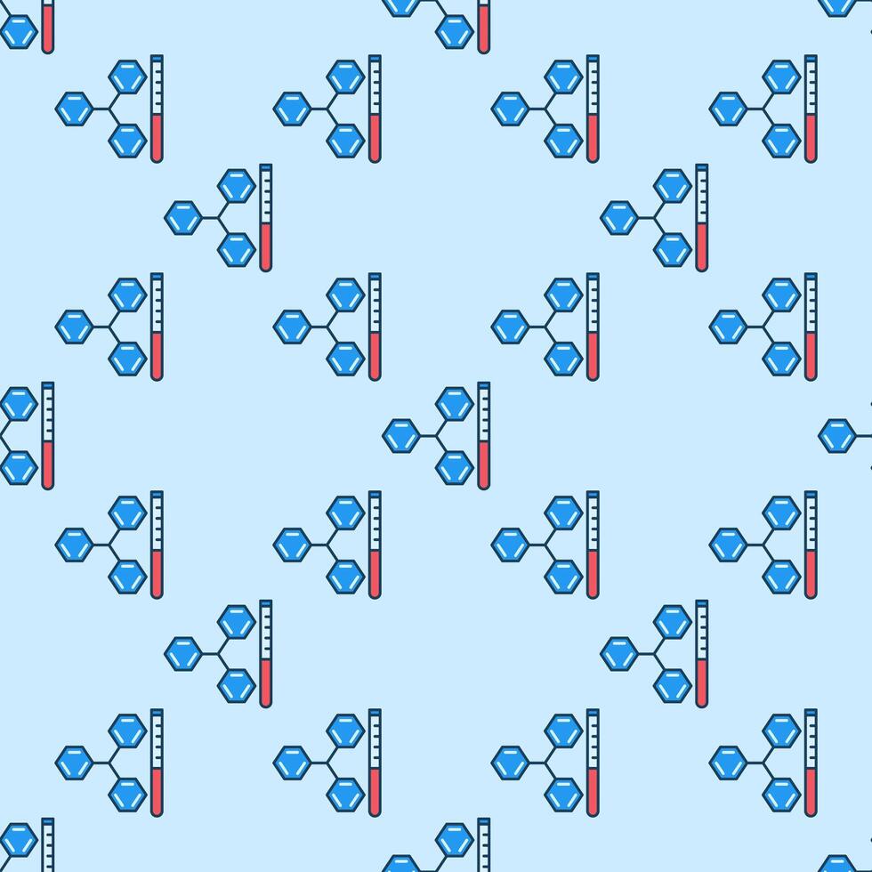 Test Tube and Molecule Chemical Formula colored seamless pattern vector
