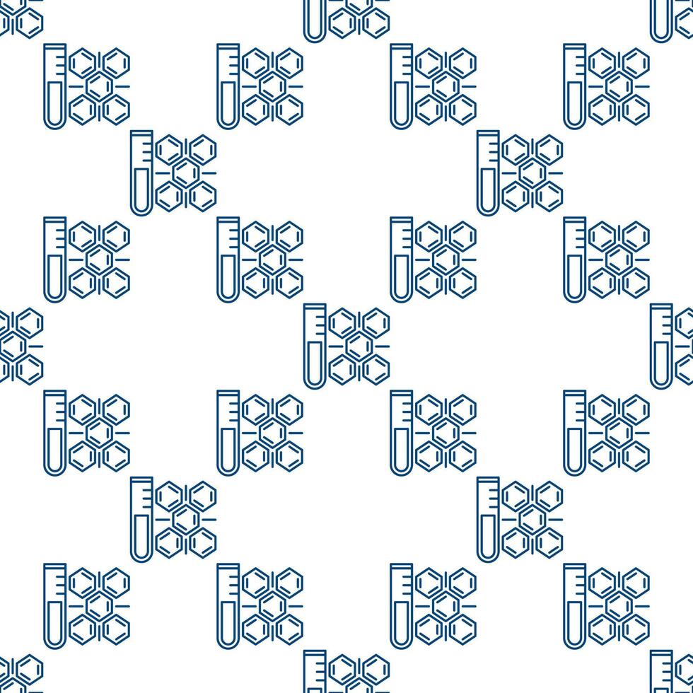 Chemical Formula and Culture Tube Biochemistry concept outline seamless pattern vector
