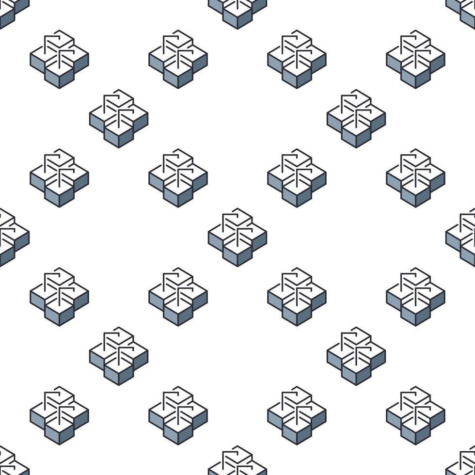 Geometric Blockchain Cryptocurrency Technology blue seamless pattern vector