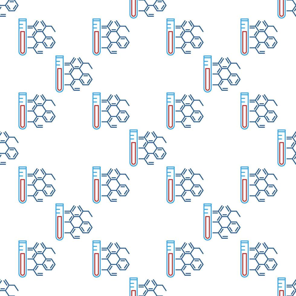 Test Tube with Chemical Compound concept line seamless pattern vector