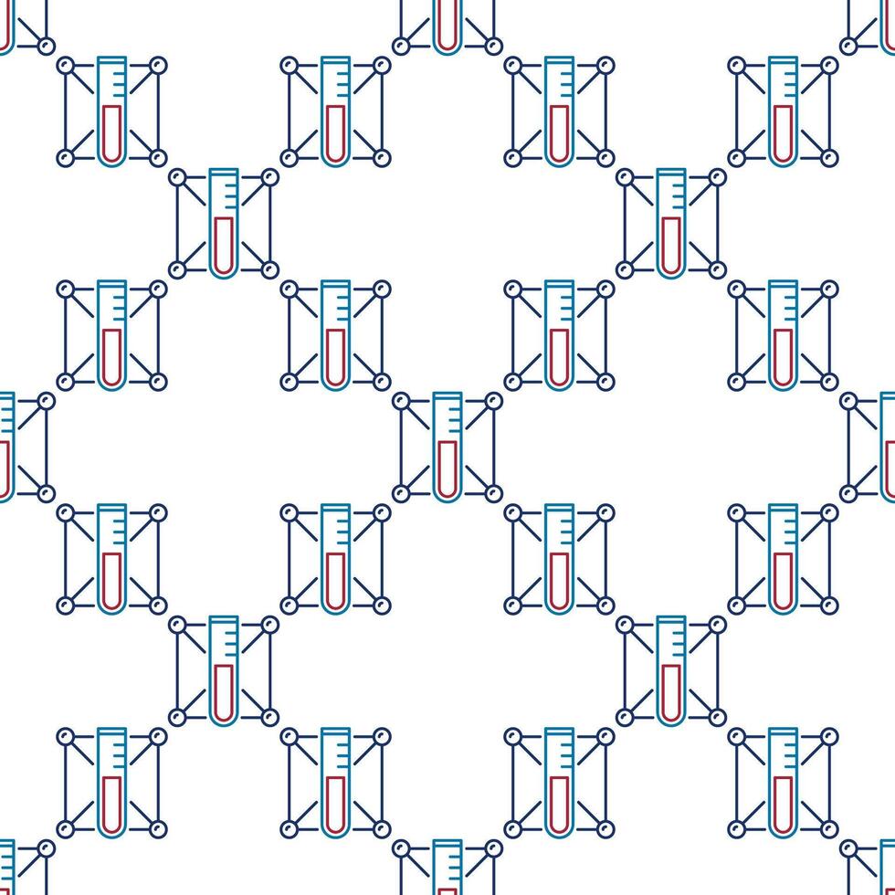 Sample Test Tube with Chemistry Molecule concept outline seamless pattern vector