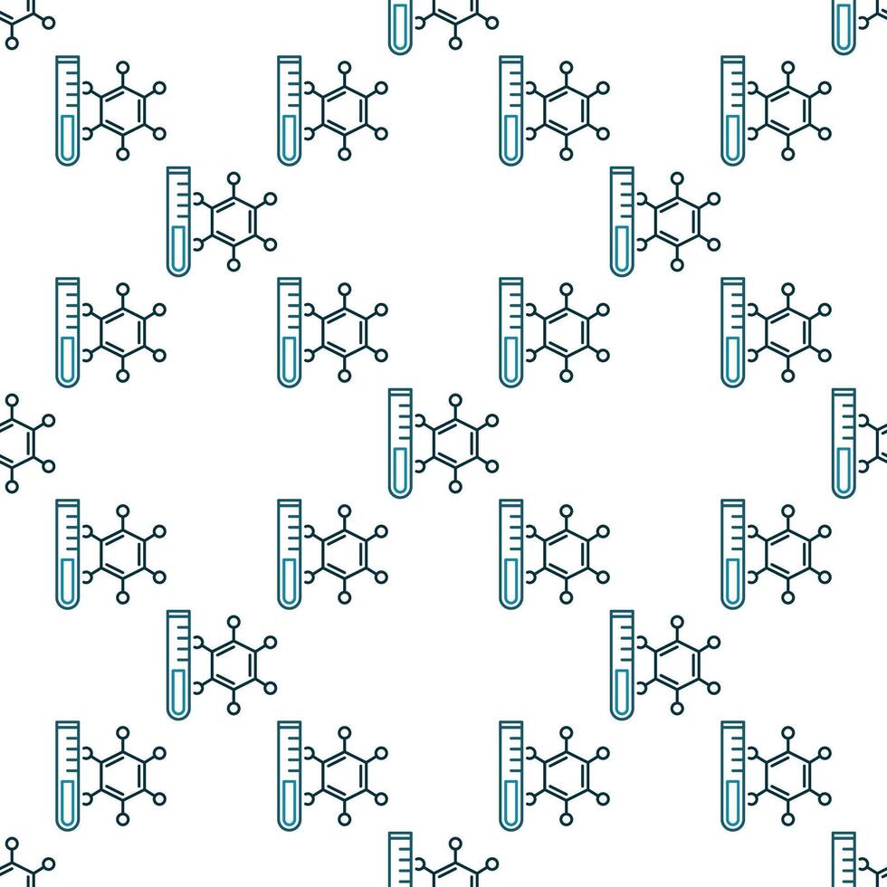 Laboratory Test Tube and Chemical Hexagonal Formula concept outline seamless pattern vector