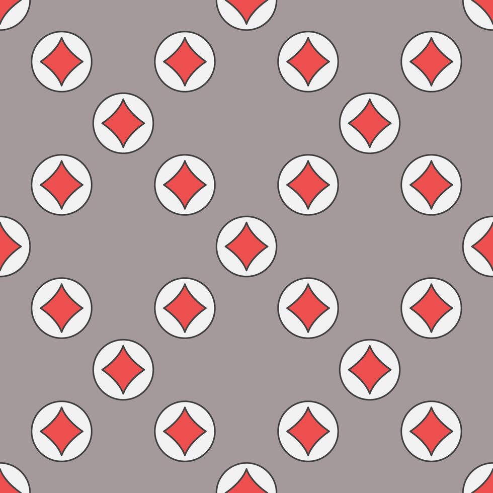 Circle with Diamonds Playing Card Suit seamless pattern vector