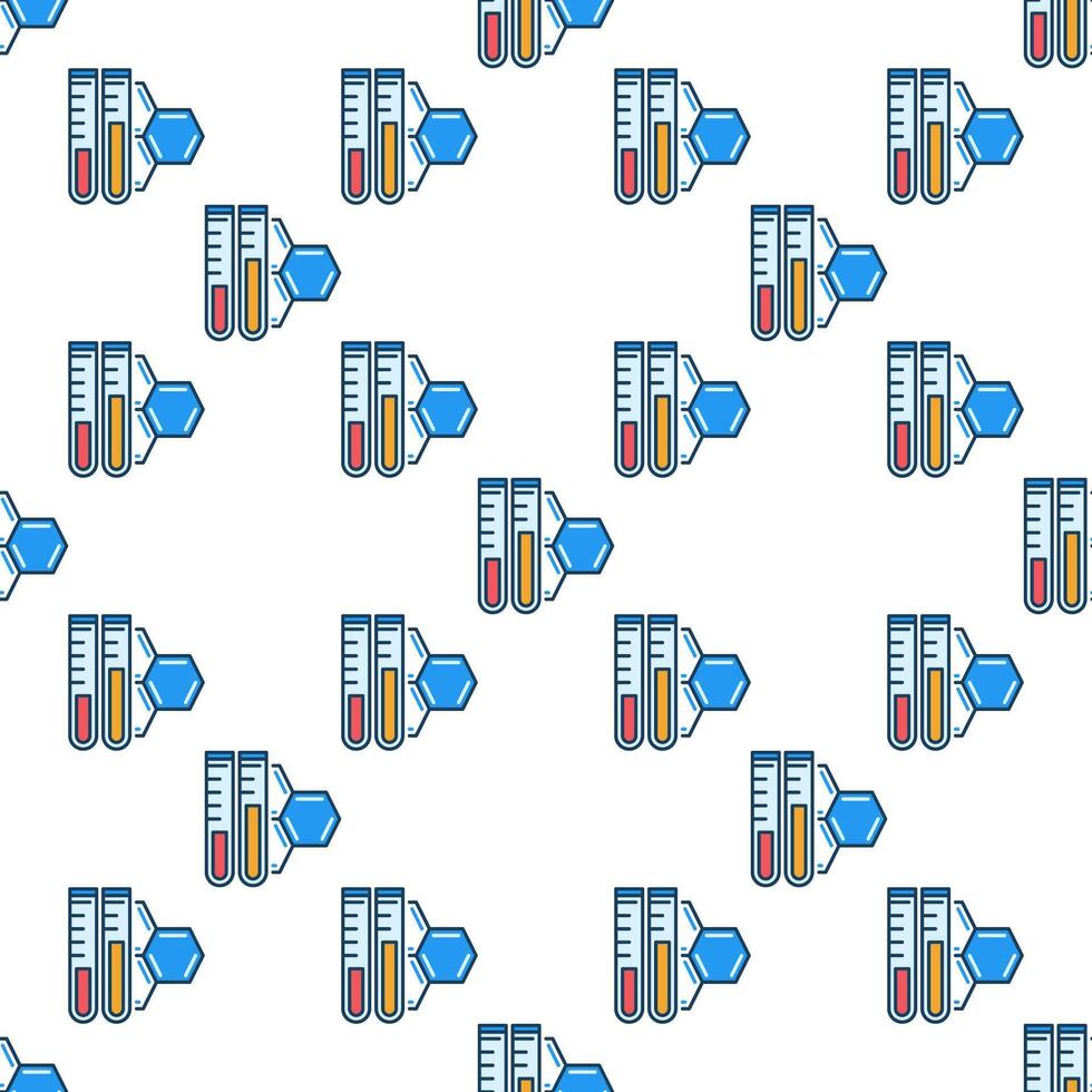 2 Test Tubes and Chemical Formula Biomedicine colored seamless pattern vector