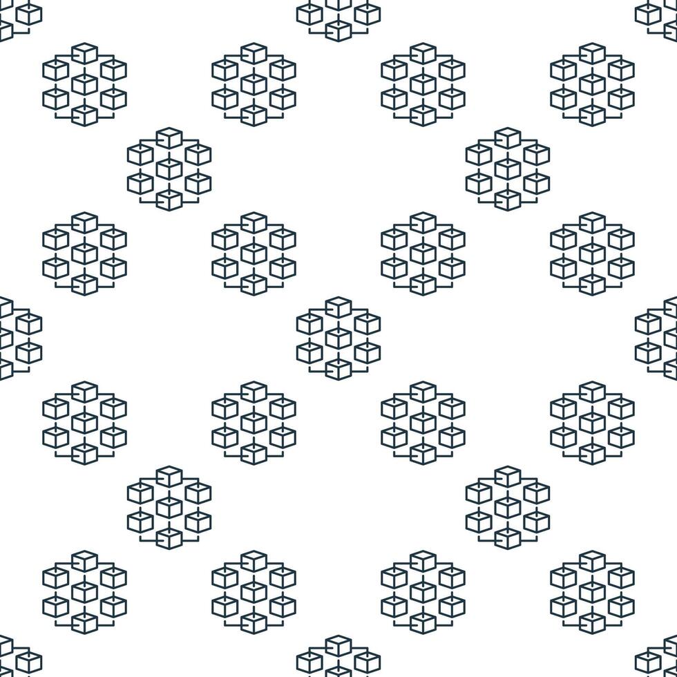 Blockchain outline seamless pattern. Block Chain Technology simple line background vector