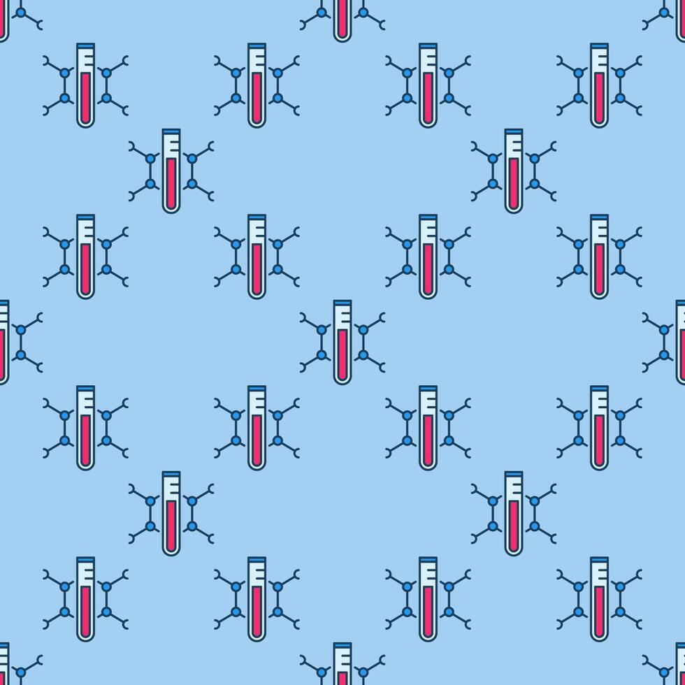 Chemical Compound and Test-Tube Science colored seamless pattern vector
