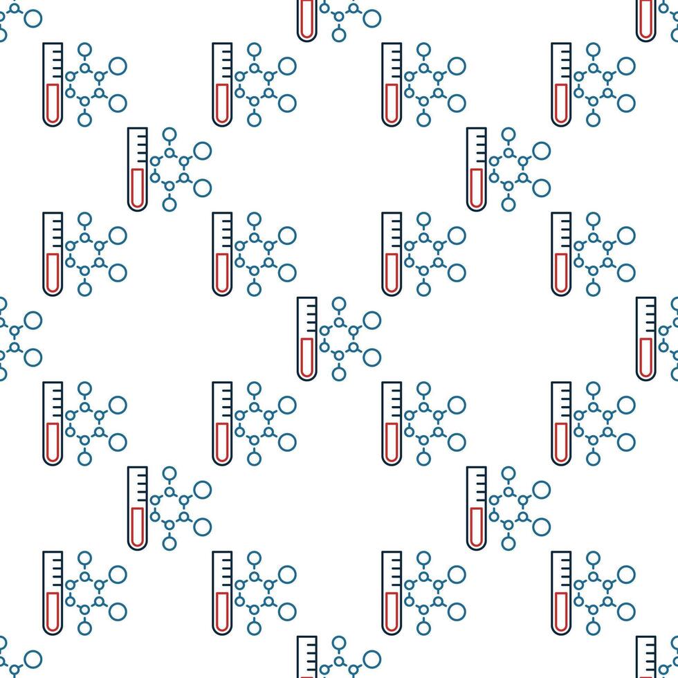 Chemical Formula with Test Tube Chemistry concept outline minimal seamless pattern vector