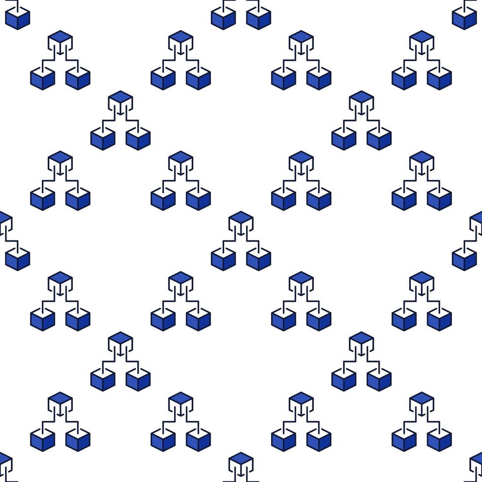 Three Blockchain Blocks blue seamless pattern vector