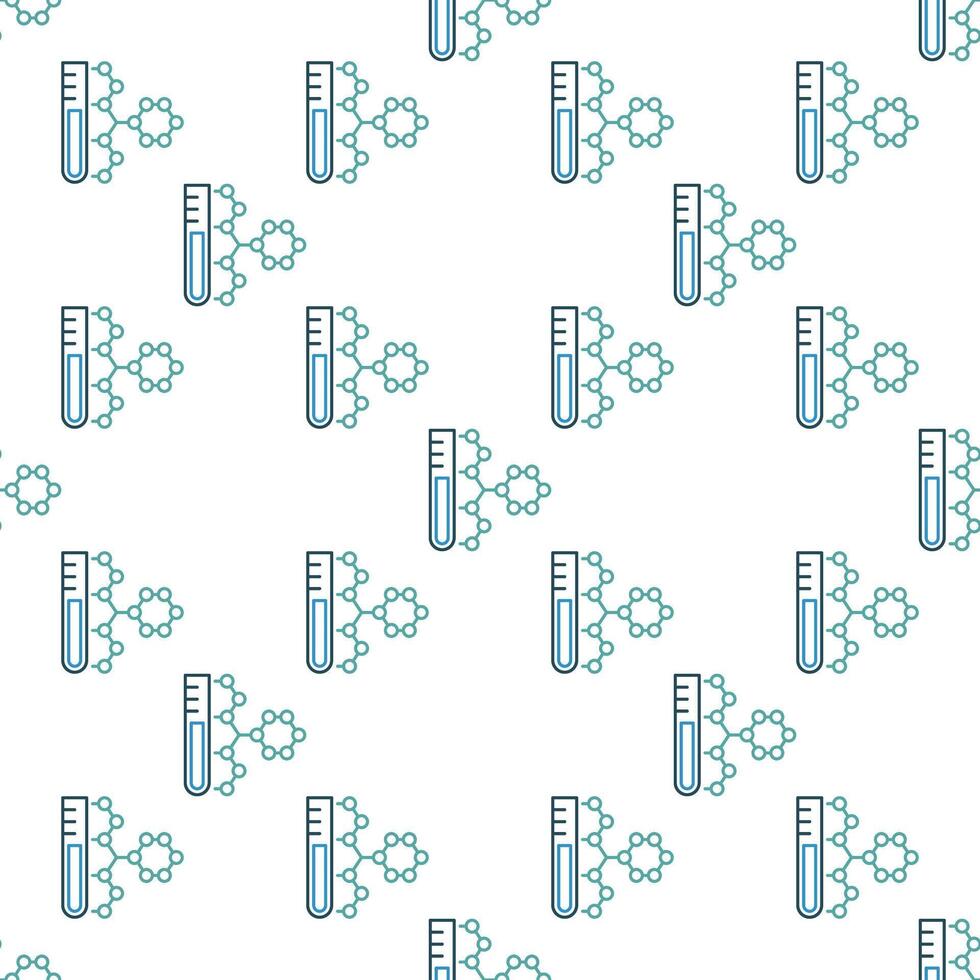 Chemical Molecule and Test-Tube Biotechnology Science outline seamless pattern vector