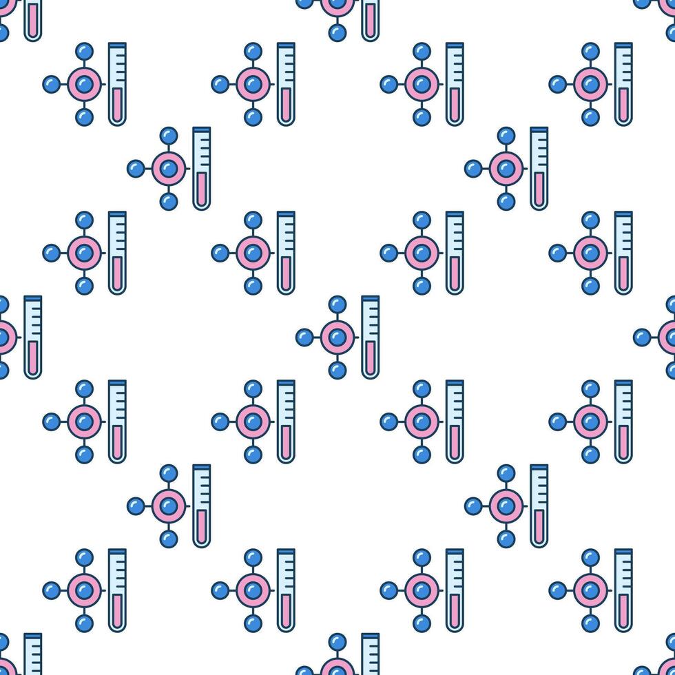 Laboratory Test Tube and Molecule Science concept colored modern seamless pattern vector