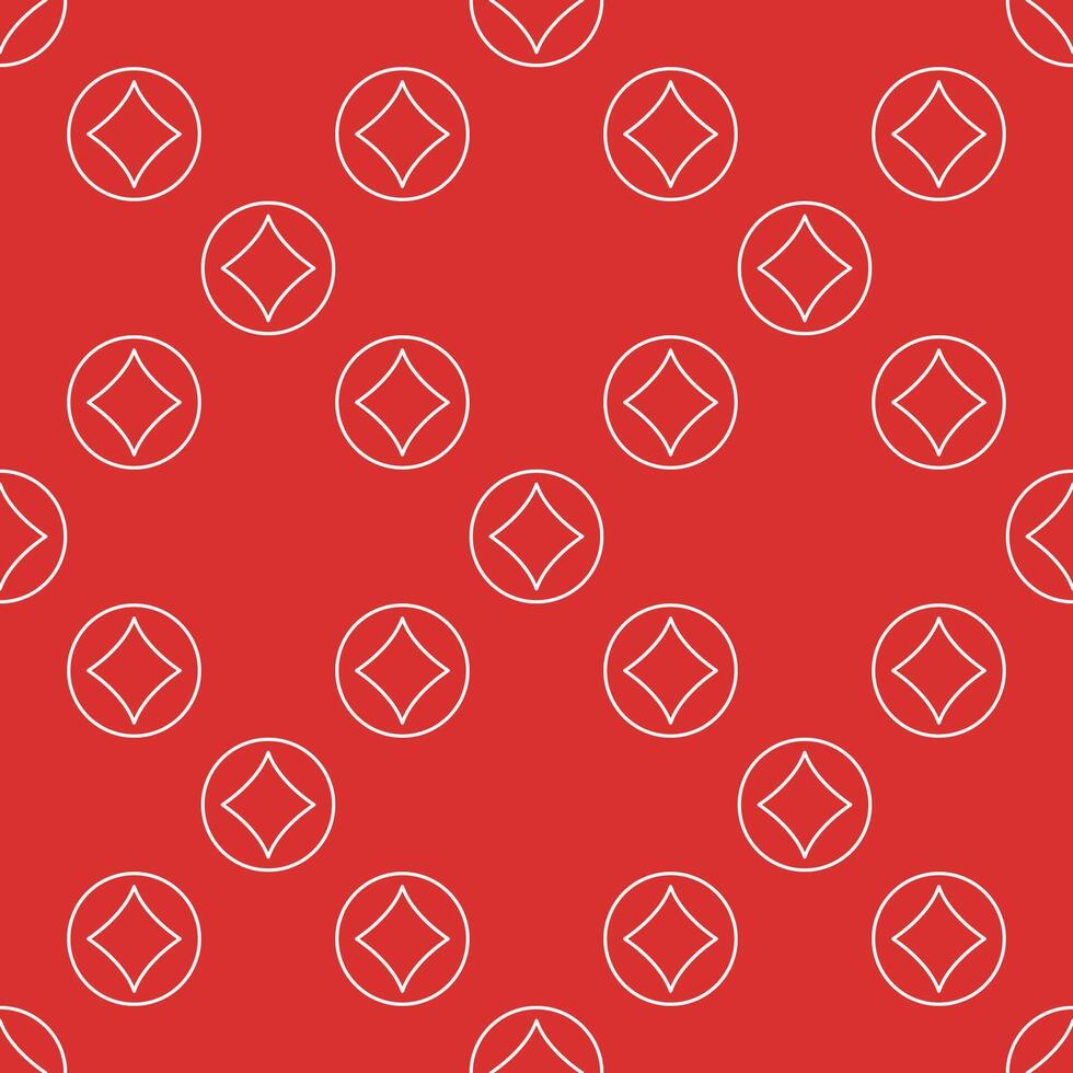 Circle with Diamonds Card Suit thin line seamless pattern vector