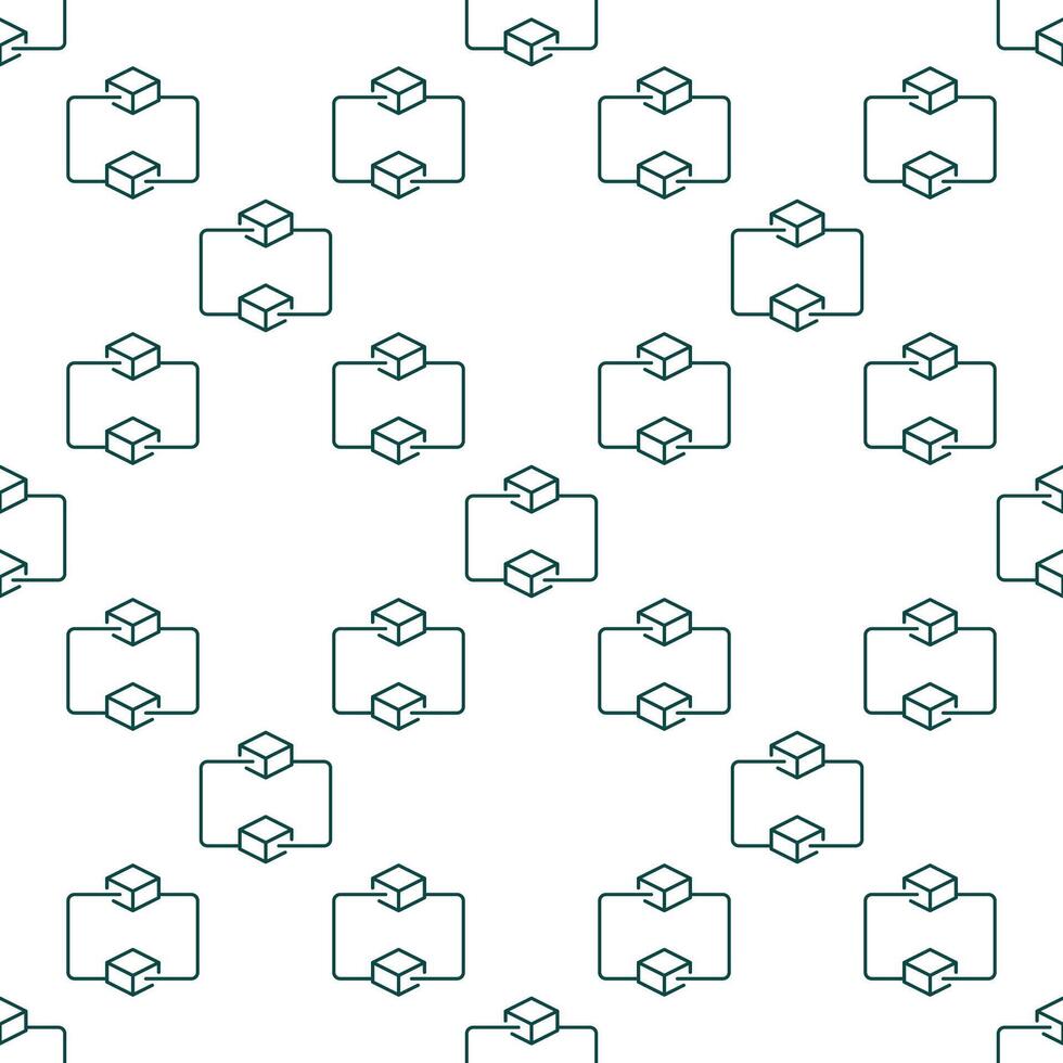Blockchain Technology linear seamless pattern. Two connected blocks background vector
