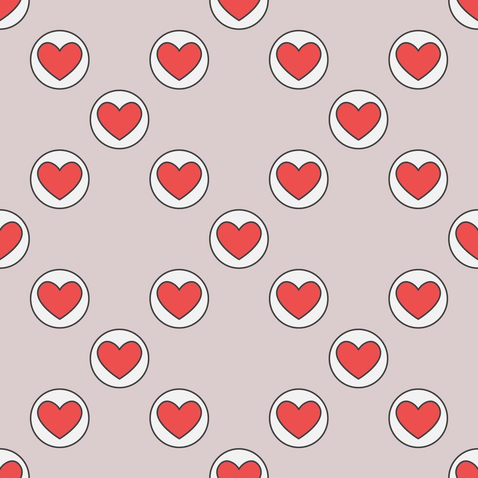 Circle with Hearts Card Suit colored seamless pattern vector