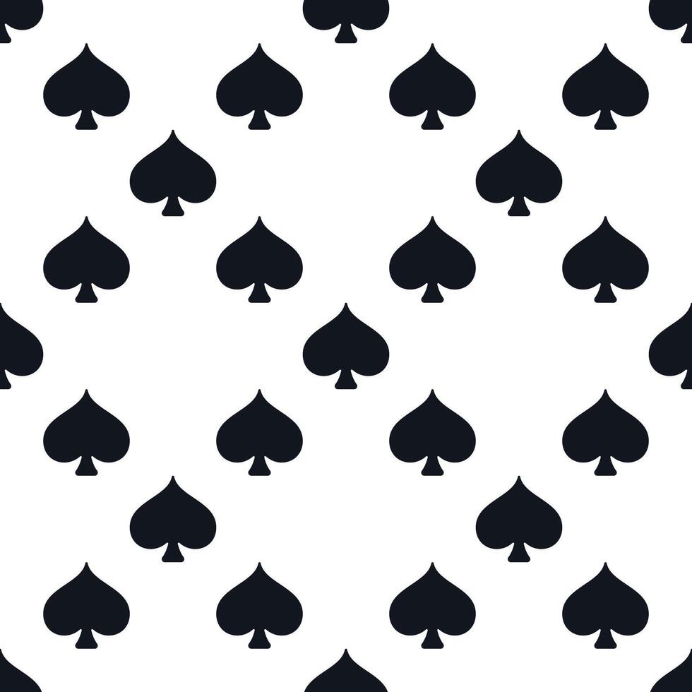 Spades Playing Card Suit solid minimal seamless pattern or logo vector