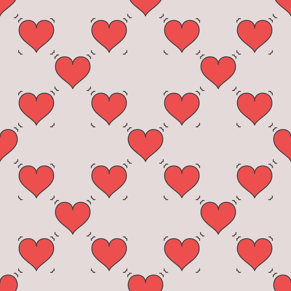 Hearts Playing Card Suit simple red seamless pattern vector