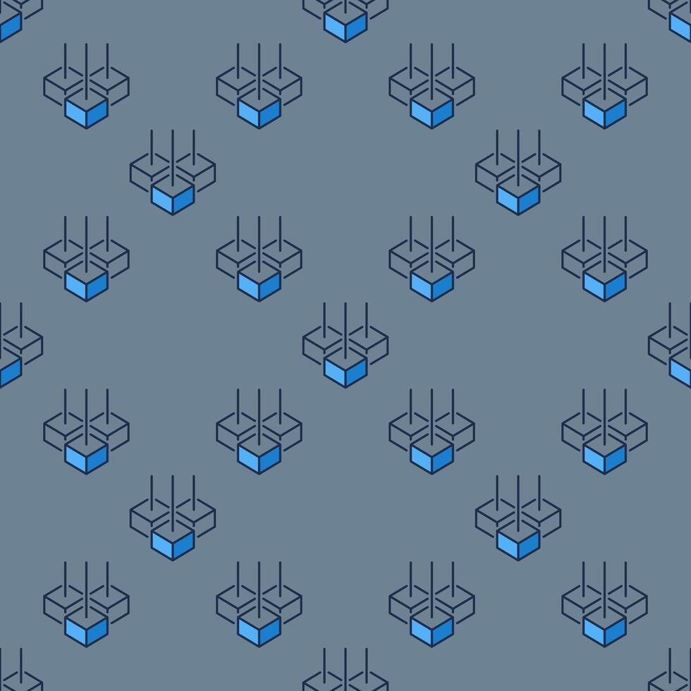 Block-Chain blue seamless pattern. Blockchain colored background with 3 blocks vector