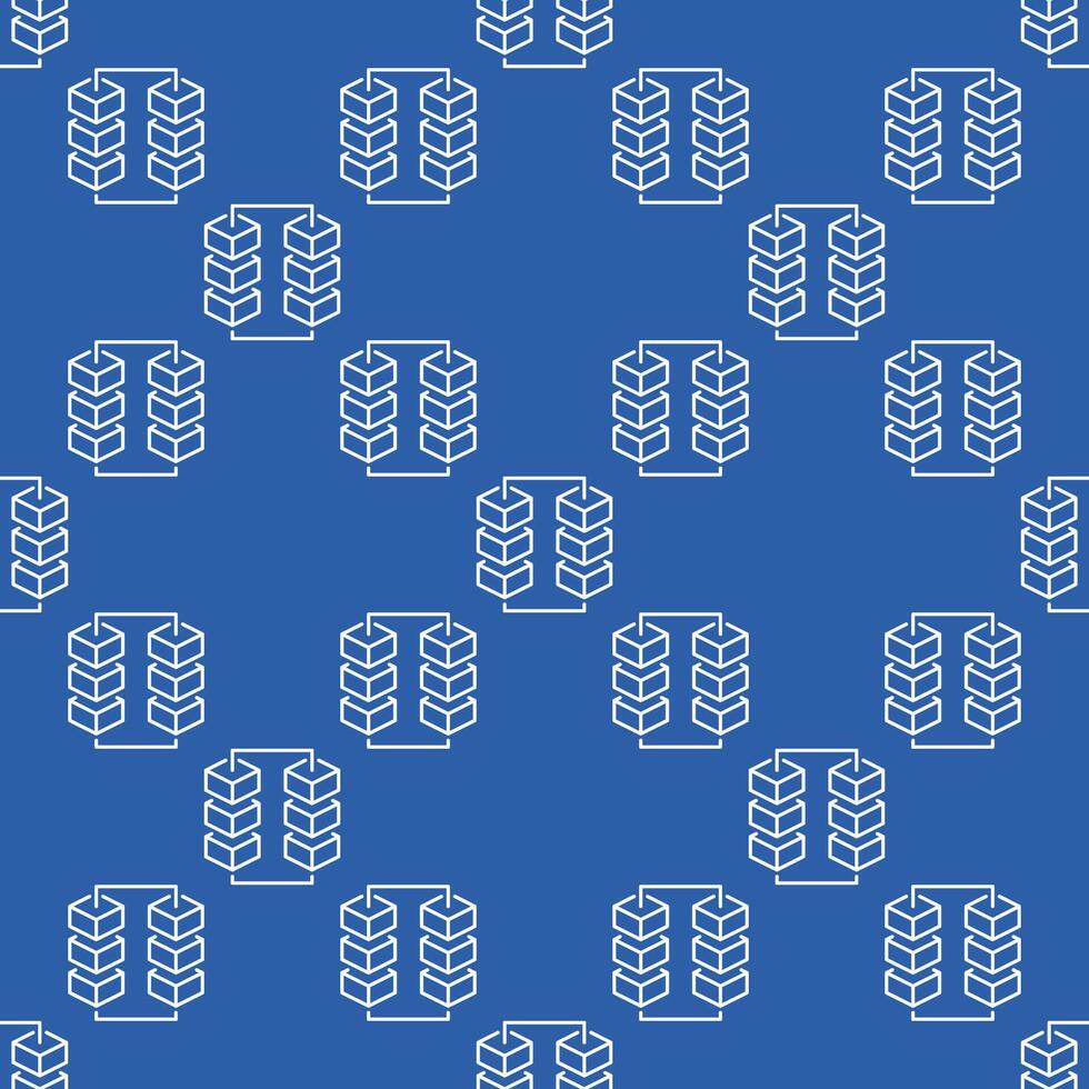 Blockchain with Six Blocks outline seamless pattern. Cryptocurrency Block Chain Technology background vector