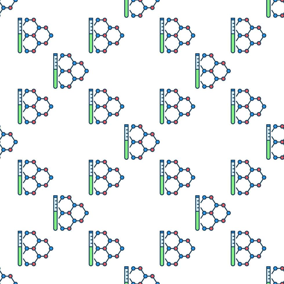 Test Tube with Chemical Formula Microbiology colored seamless pattern vector