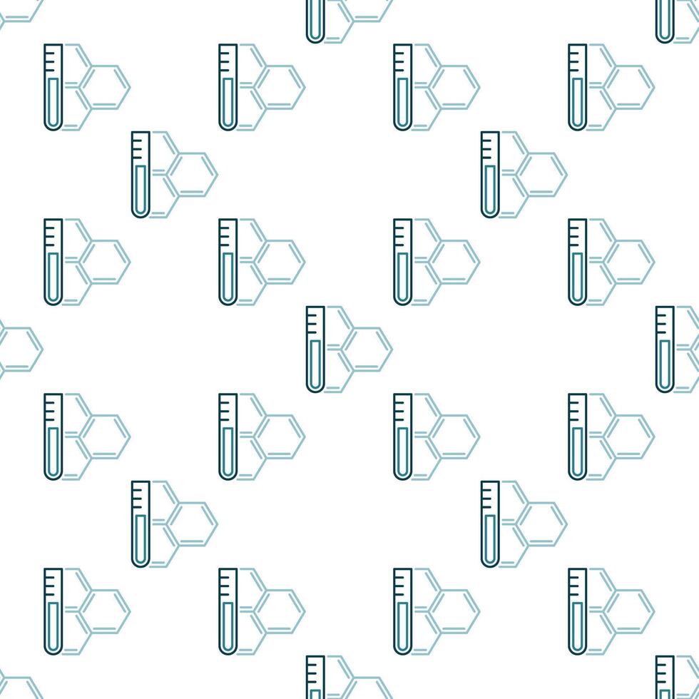 Hexagonal Chemical Formula and Test-Tube Chemistry Experiments line seamless pattern vector