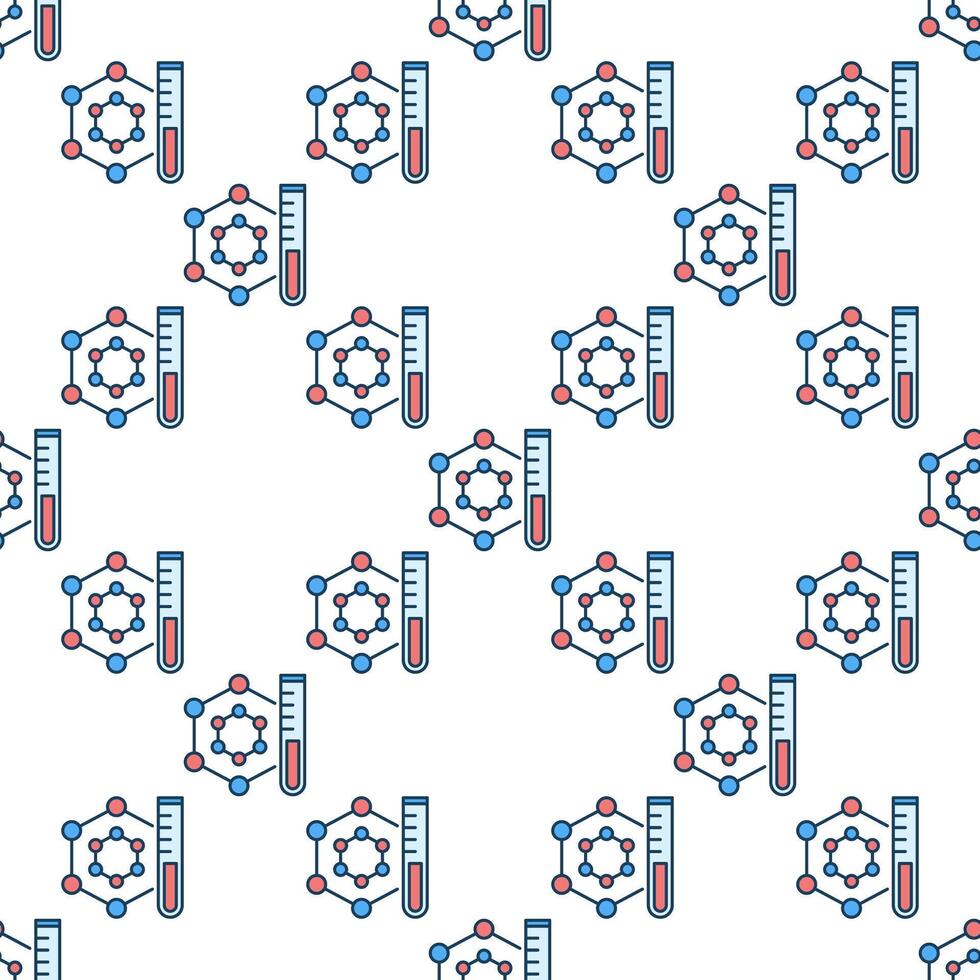 Molecule and Test-Tube Chemical colorful seamless pattern vector