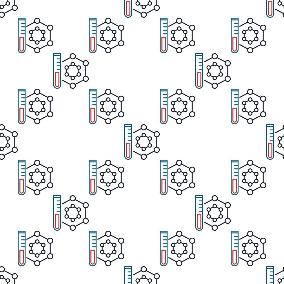 Molecule and Test Tube Chemical concept minimal line seamless pattern vector