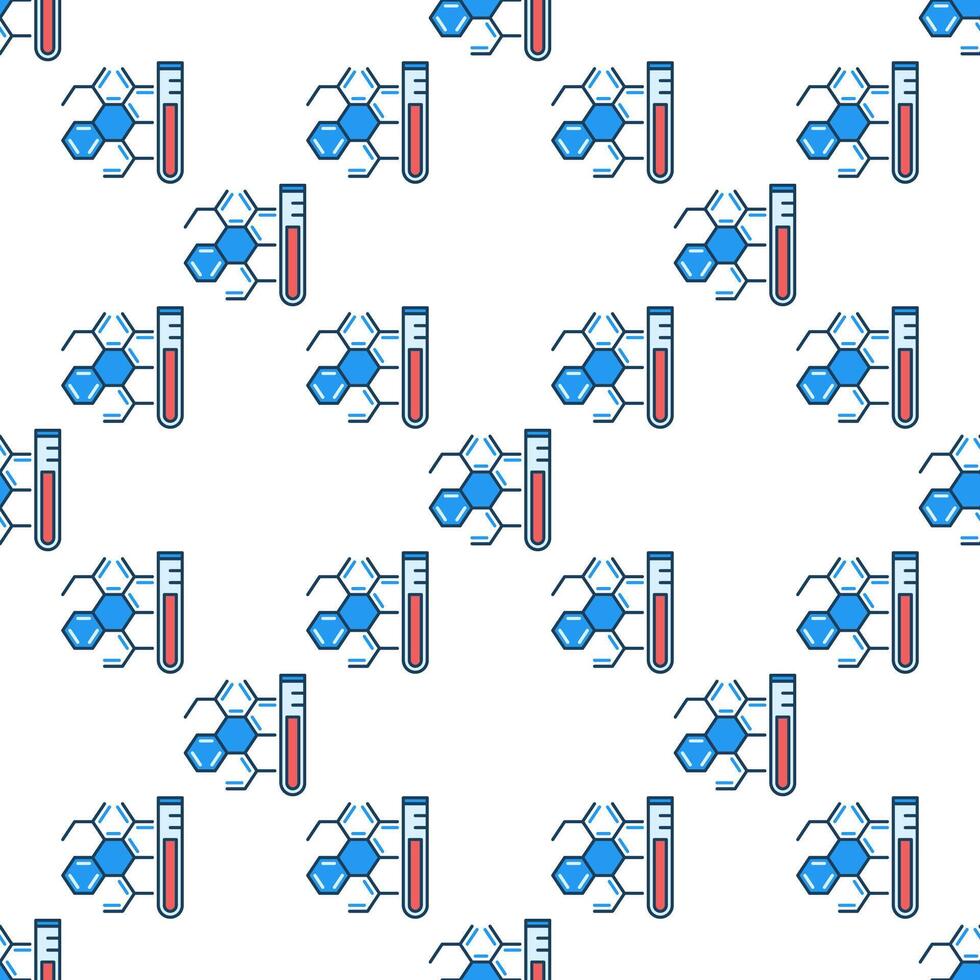 Test Tube and Chemical Compound Chemistry colored seamless pattern vector