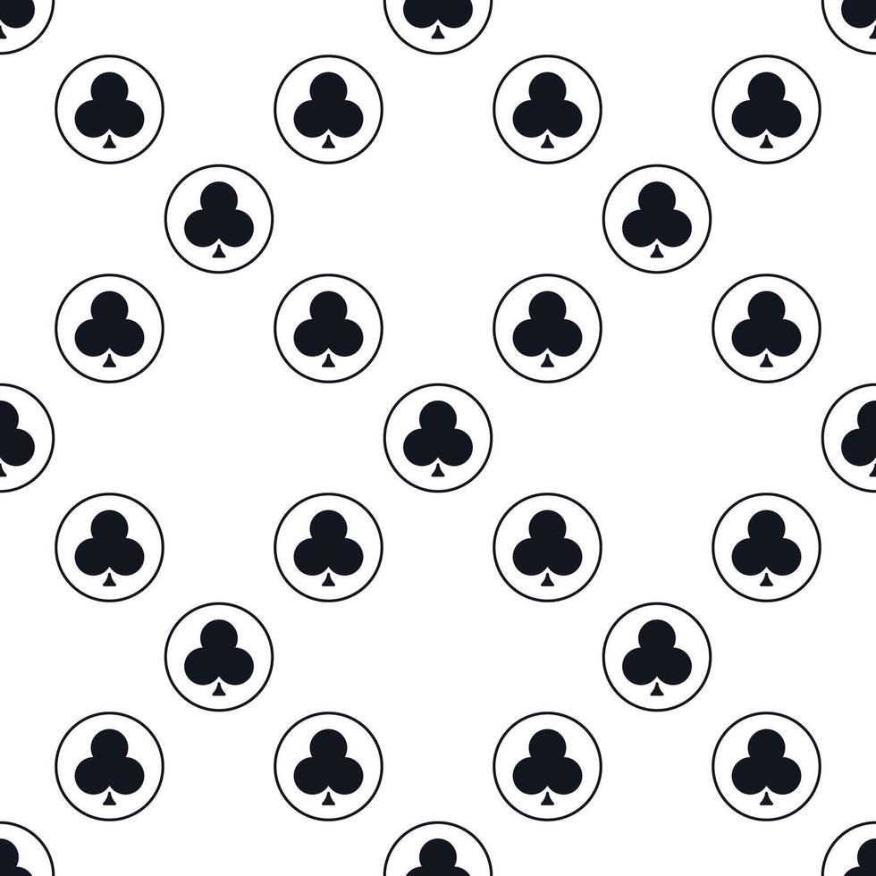 Clubs Playing Card Suit in Circle solid seamless pattern vector