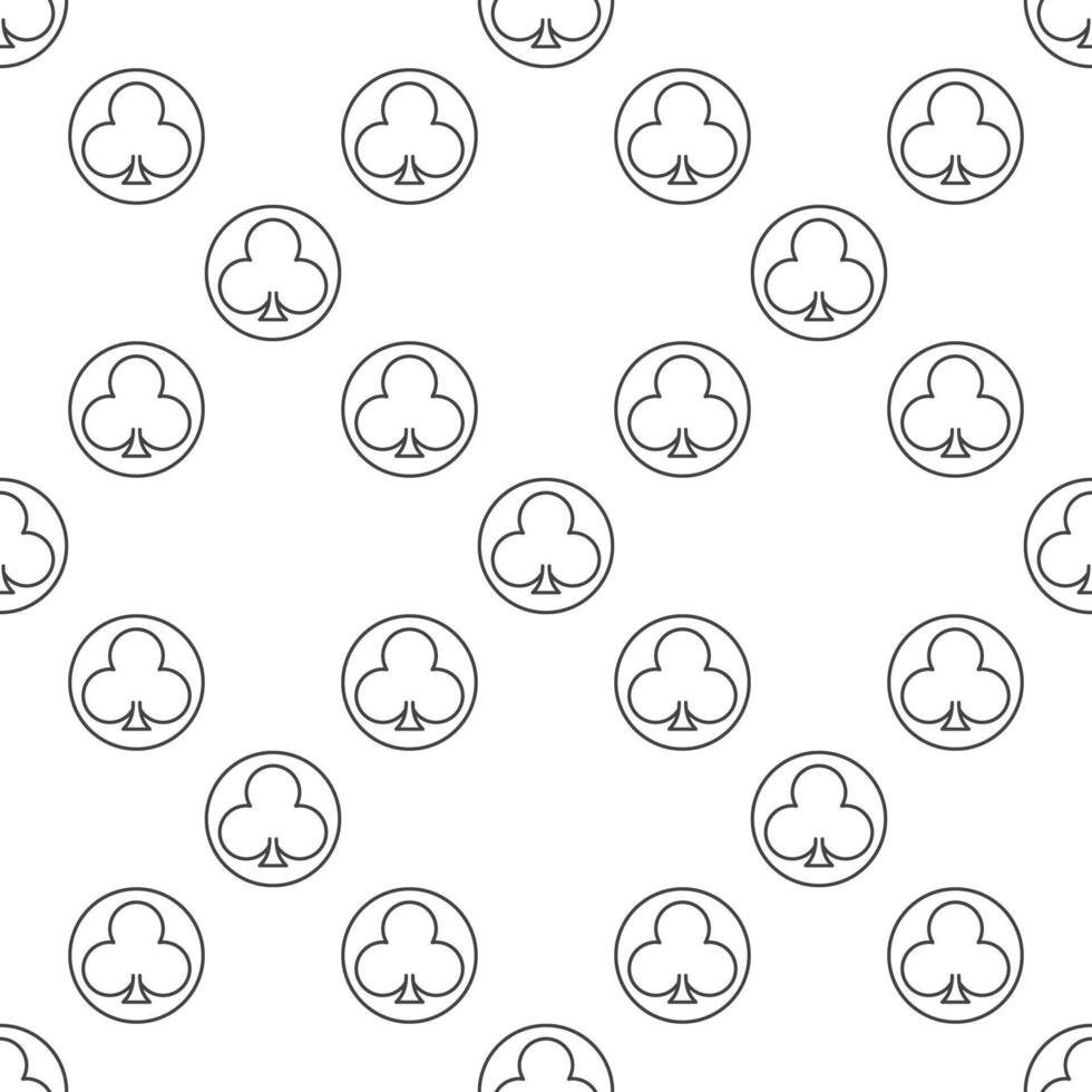 Circle with Clubs Playing Card Suit thin line seamless pattern vector