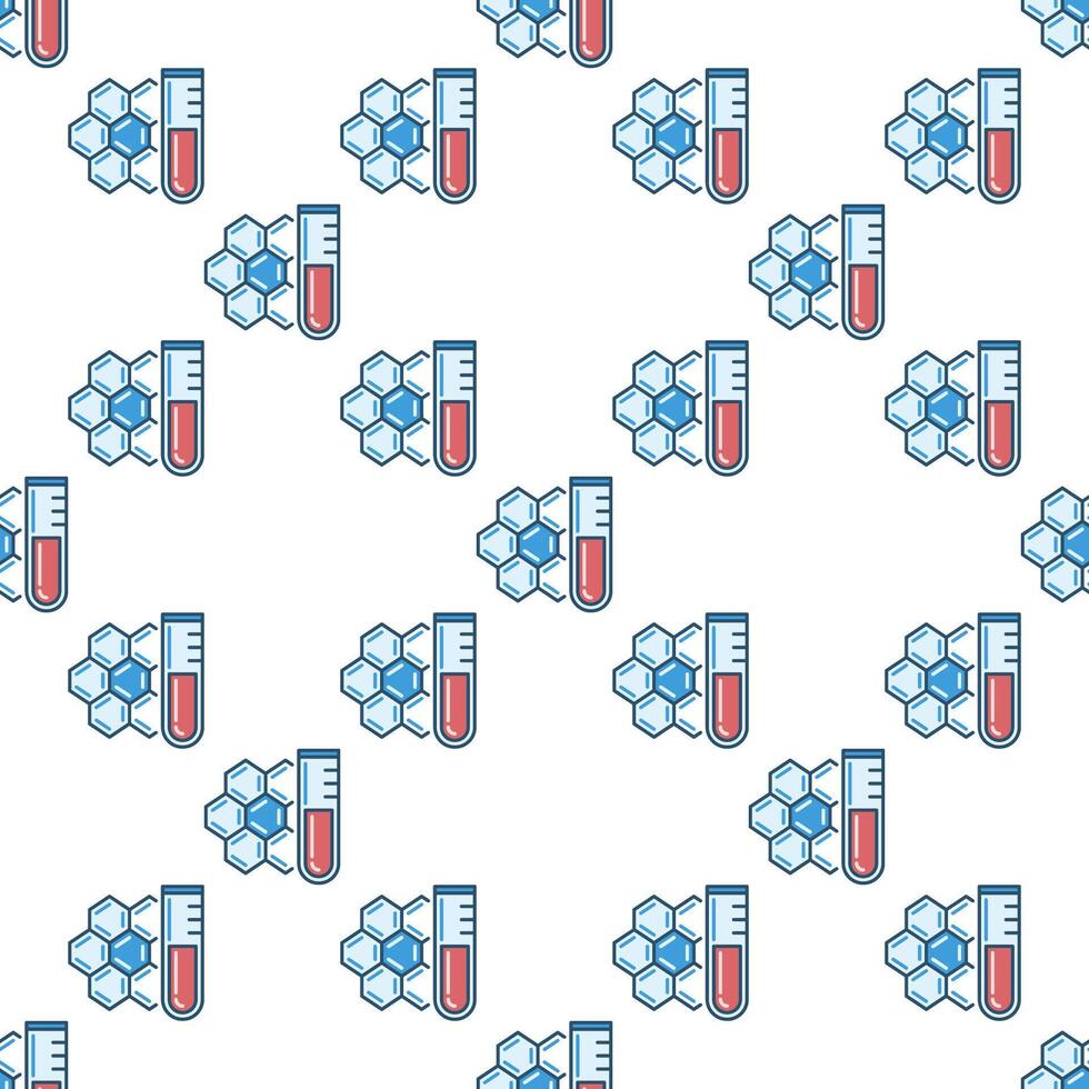Sample Tube and Molecule concept colored seamless pattern vector