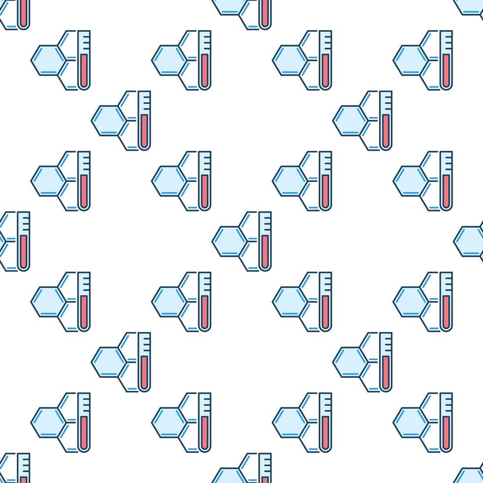 Chemical Hexagonal Formula and Test-Tube Chemistry colored seamless pattern vector