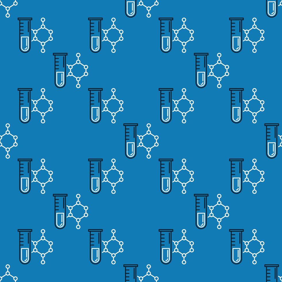 Chemical Compound and Test Tube Lab Glassware concept line seamless pattern vector