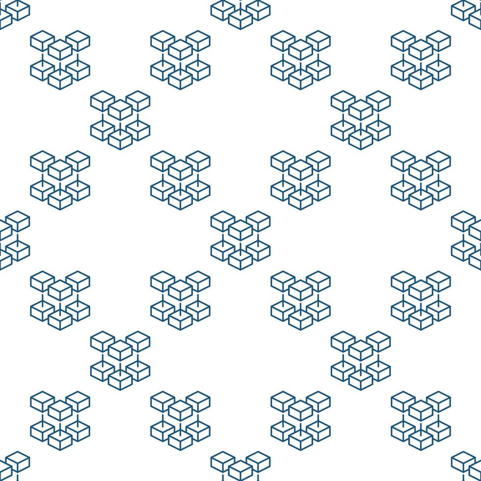 Blockchain outline minimal seamless pattern - Block Chain Technology background vector