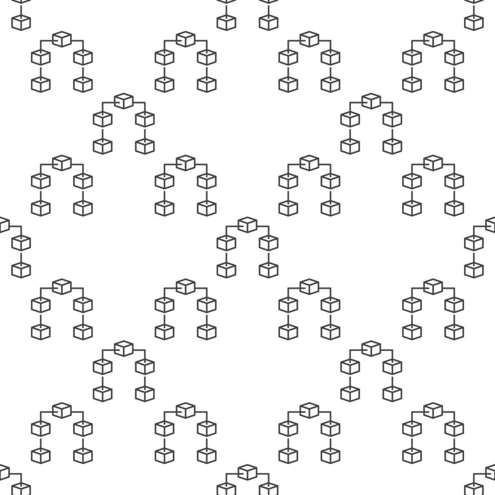 Blockchain outline minimal seamless pattern. Block Chain background vector