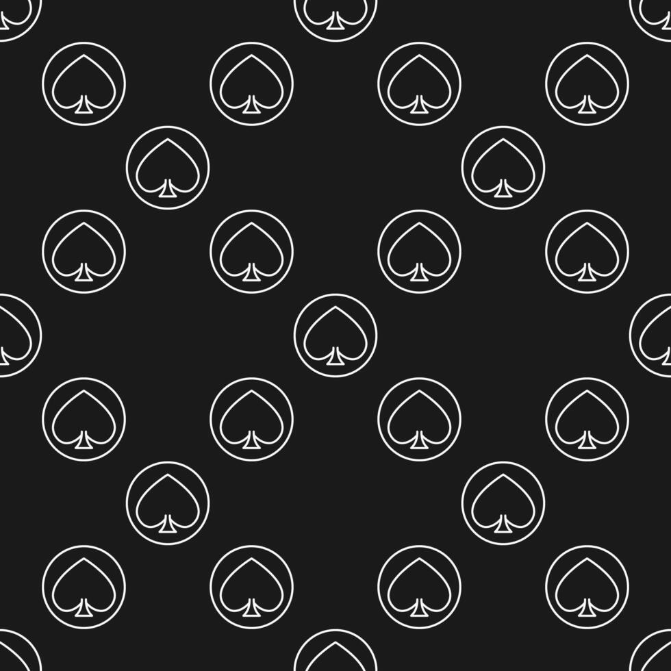 Circle with Spades Playing Card Suit line seamless pattern or background vector