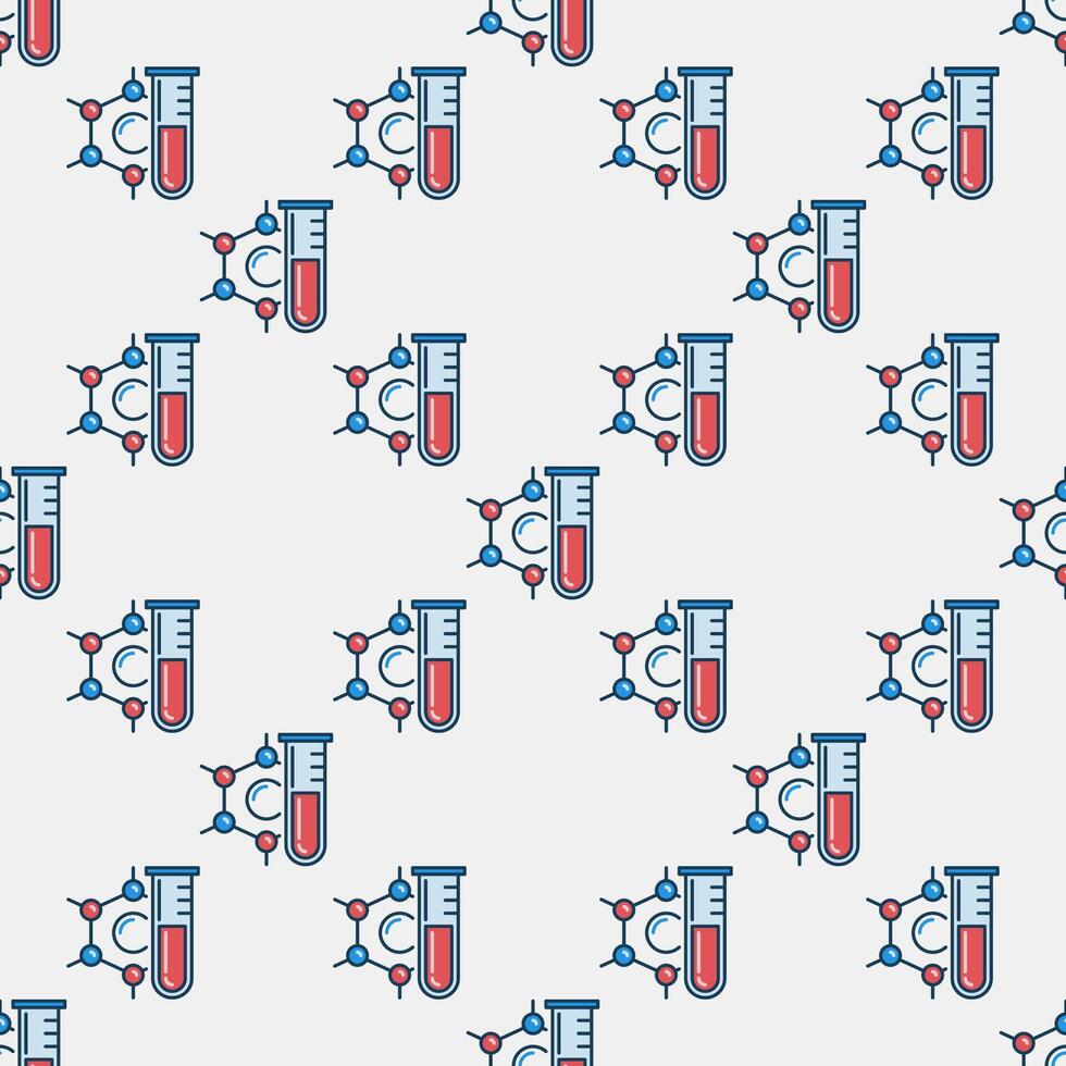Test Tube and Chemical Formula Chemistry seamless pattern vector