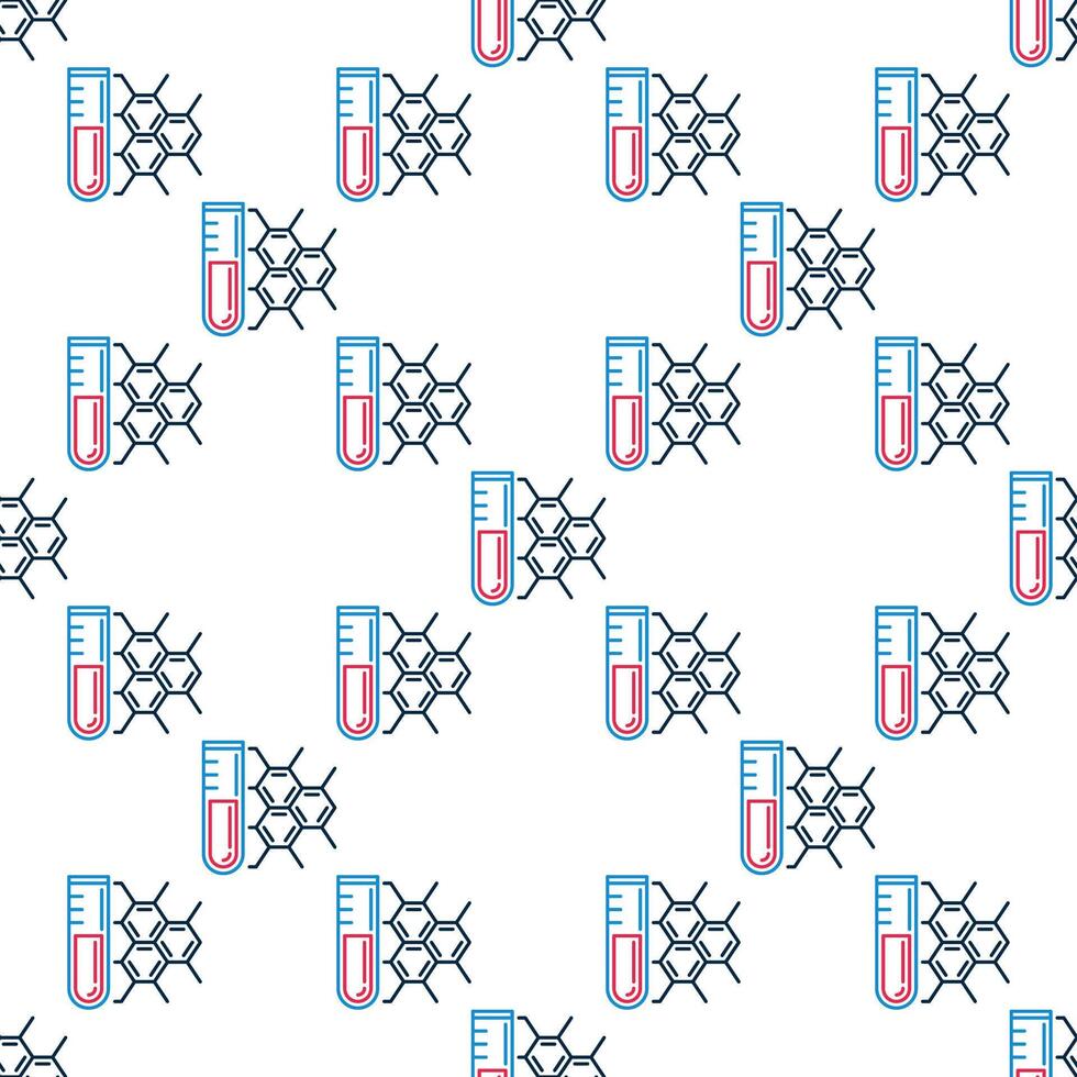 Chemical Formula and Test Tube Chemistry linear minimal seamless pattern vector