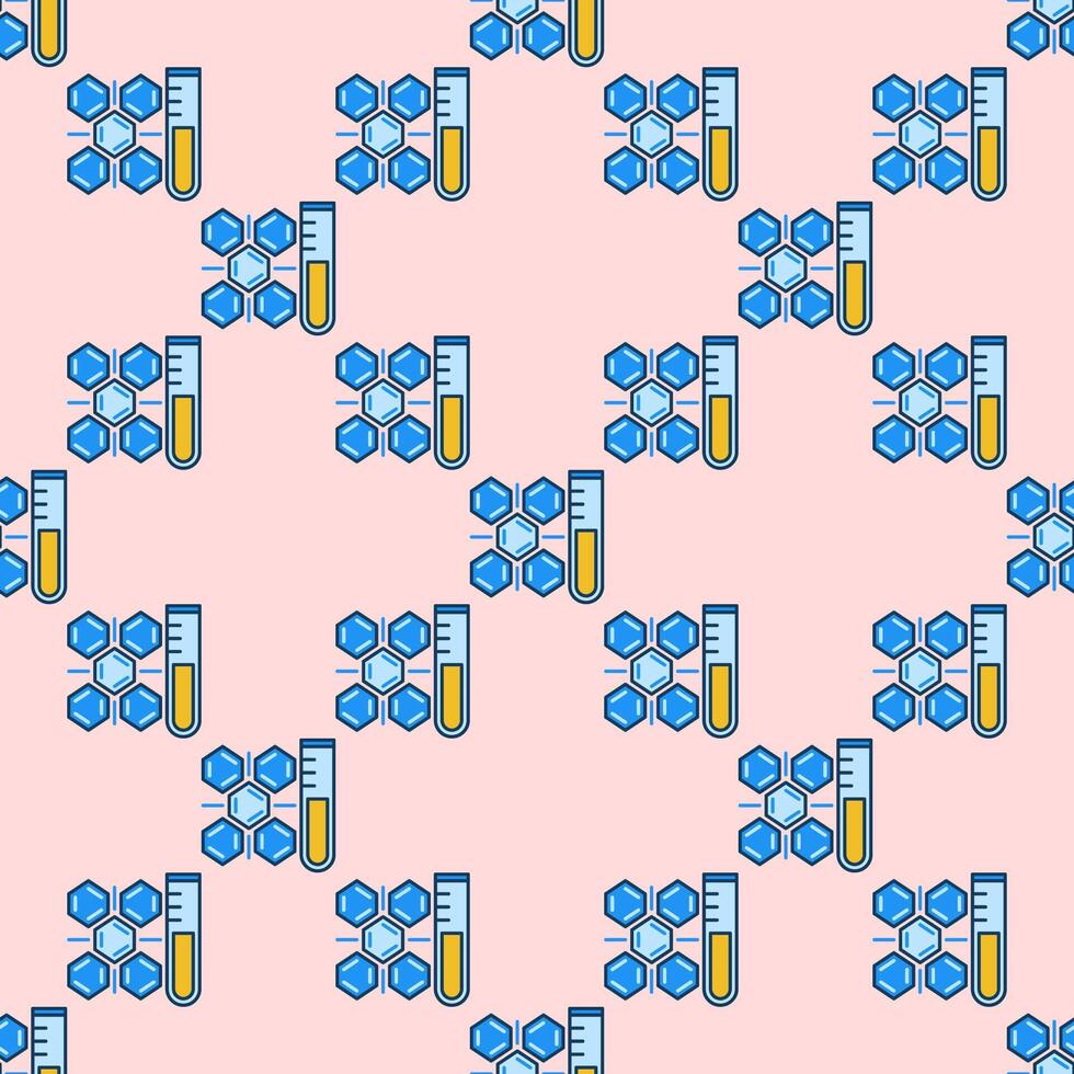 Formula and Test Tube Biochemistry concept colored seamless pattern vector